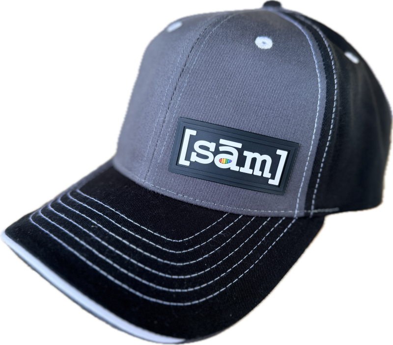 Black and Gray Trucker Hat with Same Apparel PVC Logo