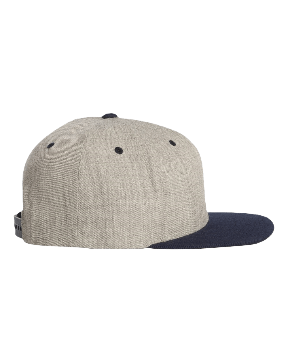 Flat Bill Snapback with 3D Logo-Heather and Navy